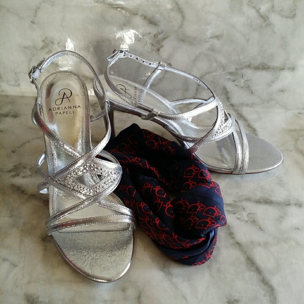 Adrianna Papell Silver heels size 9.5
